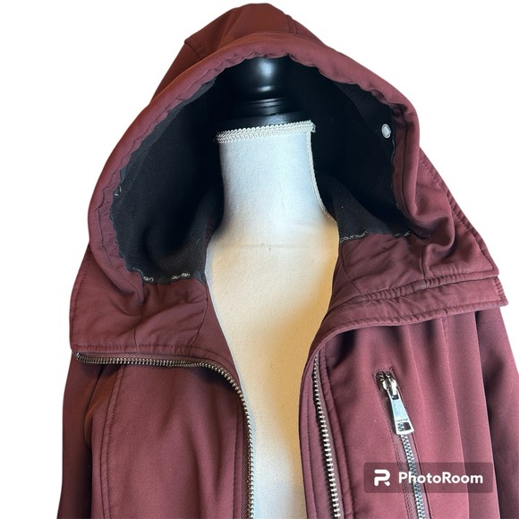 Calvin Klein Women's Burgundy Hooded Coat Jacket Medium Full Zipper Windbreaker - Picture 3 of 15